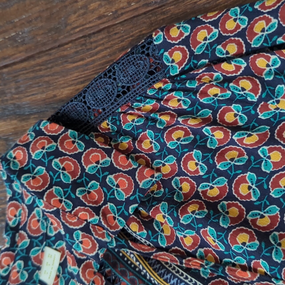 ANTHRO I Blue Motif Janie Flounced Peasant Ruffled Peplum Blouse Top by Maeve, 4 - Picture 16 of 16